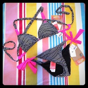 Rip Curl Bikini size M pink black white